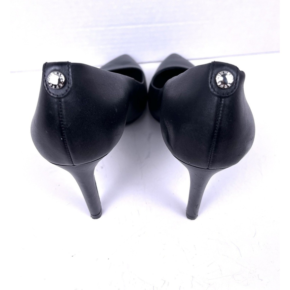 Michael Kors Black Leather Pointed Toe Heels 7.5M Classic Pumps Stiletto Career - Picture 7 of 9